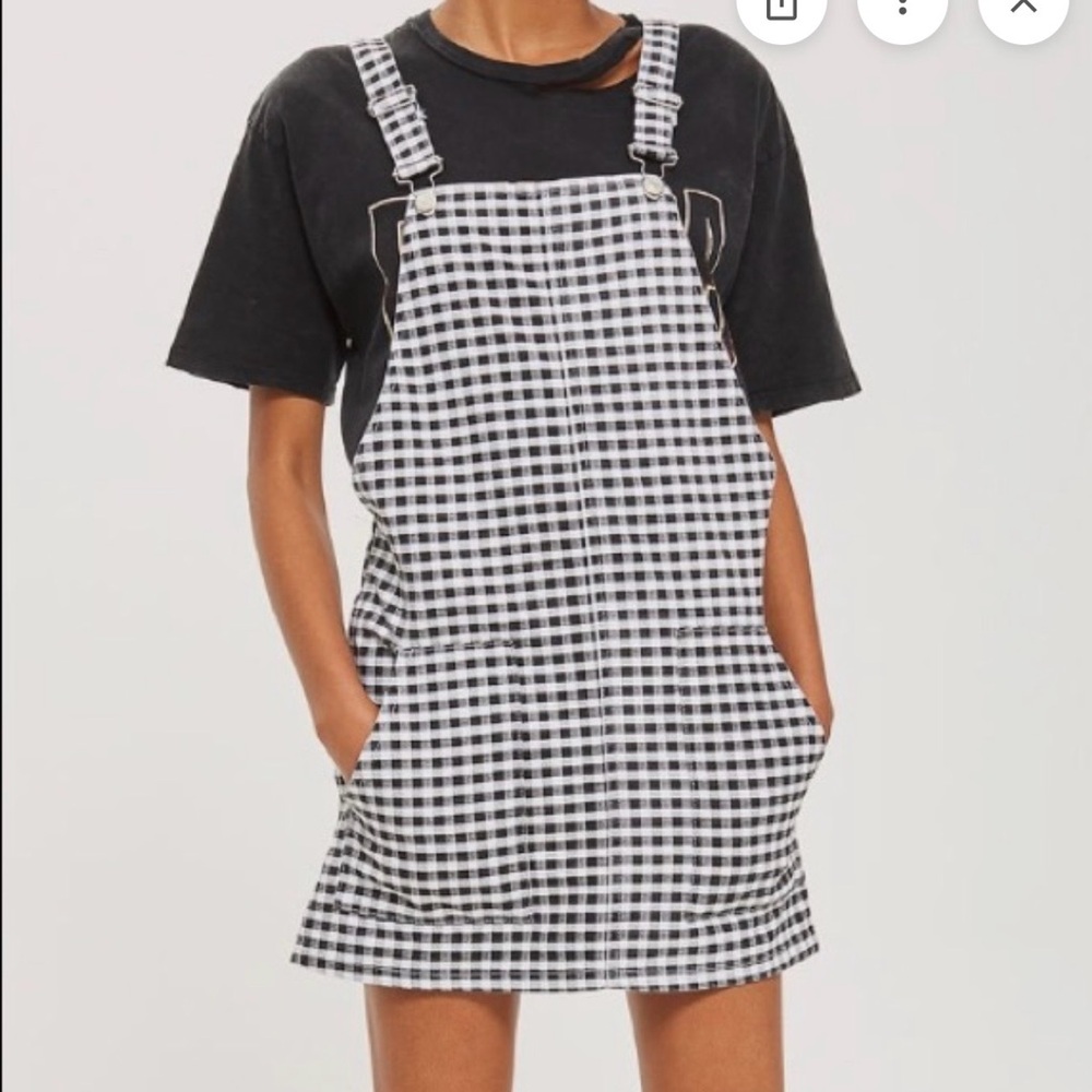 Topshop MOTO gingham pinafore dress